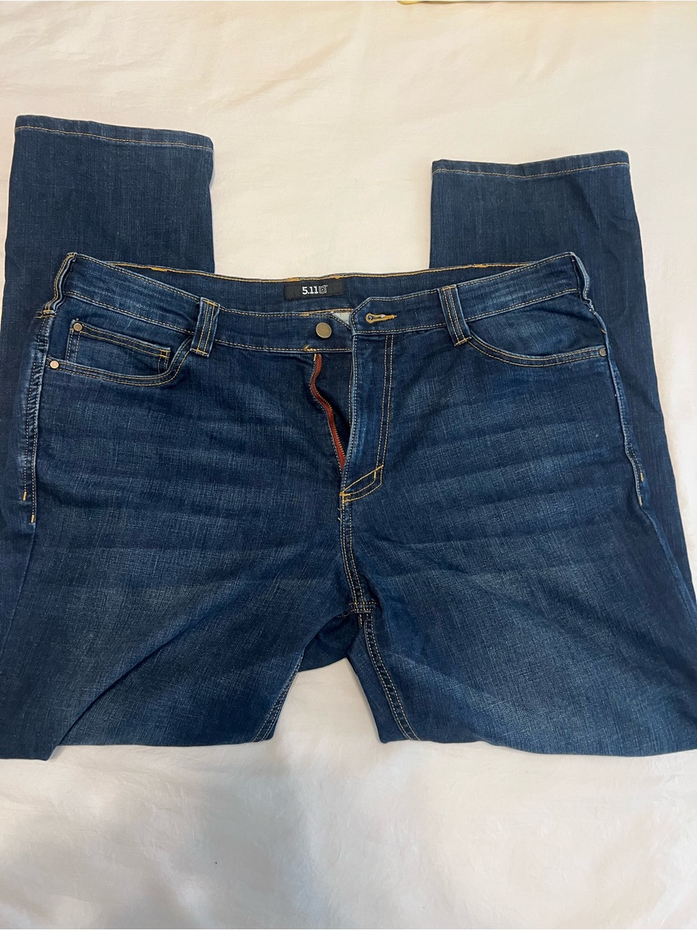 5.11 Tactical Dark Blue Denim Jeans with Yellow Stitching